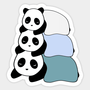 Sleepy Panda Stack (Blue, White Background) Sticker